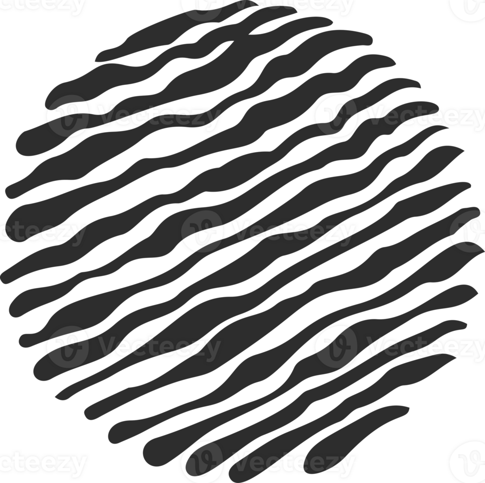 Textured circle with pattern. Abstract hand drawn graphic in rounds. Scribble design. Grunge organic doodles. Curved simple brush strokes. png