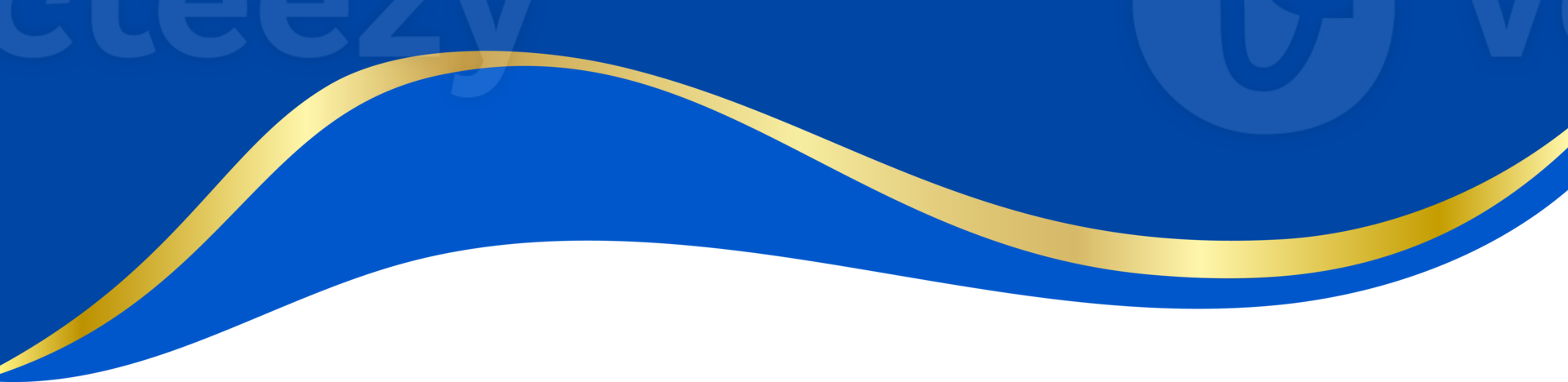 Abstract border shape for banners design. Header with golden section. Website page template. Top and separator modern element. Simple blue wavy horizontal menu for site. png