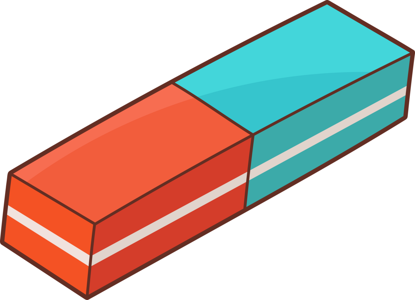 Two-toned rectangular rubber object, often used to remove pencil marks. png