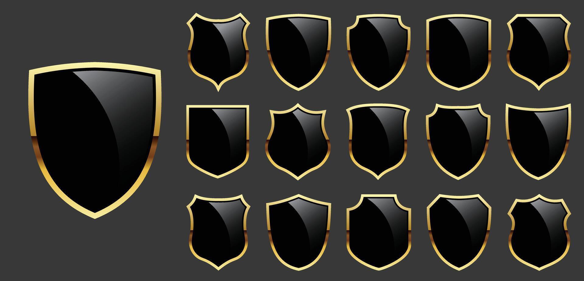 Collection of elegant black shields vector