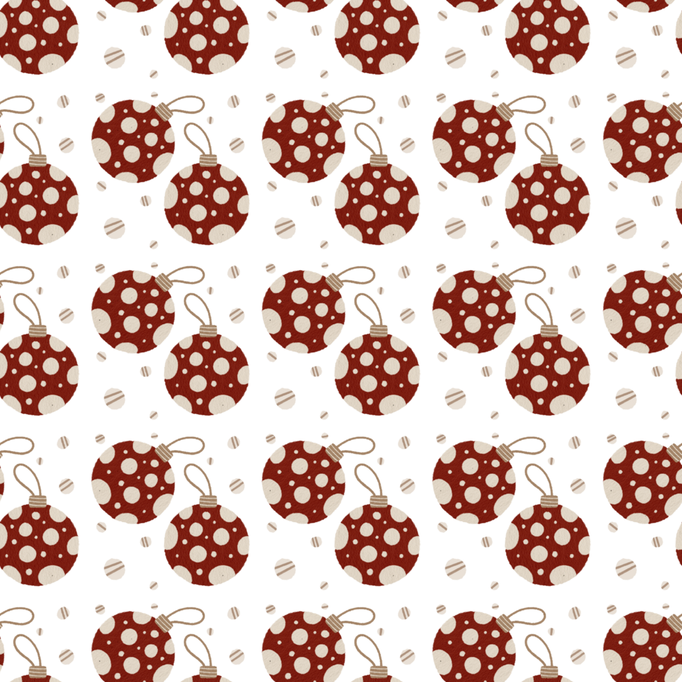 Red Christmas balls print pattern. Papers vinyl, Fabric surface design, winter books file gifts. Christmas festival seamless pattern. png