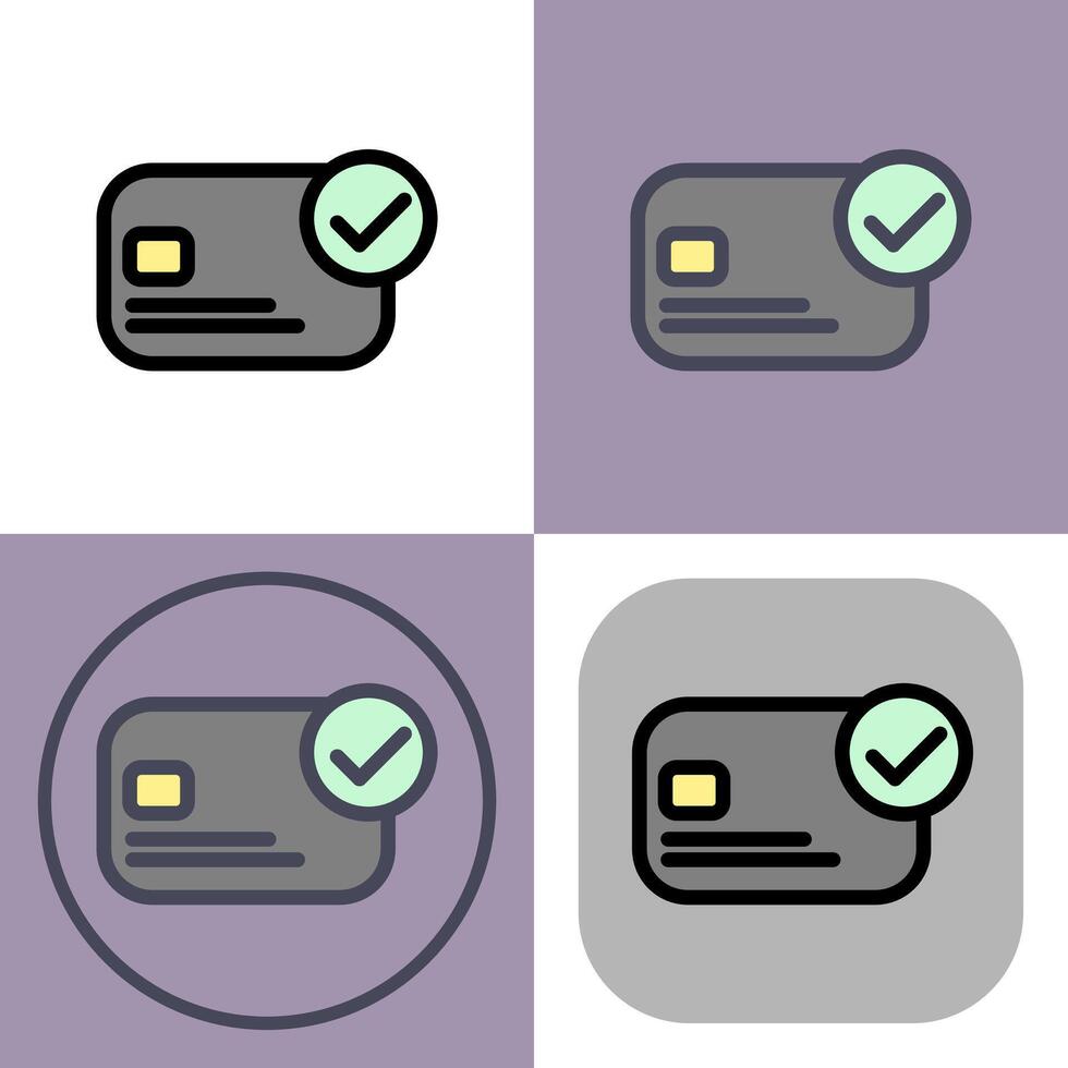 Vector credit card icons with check marks