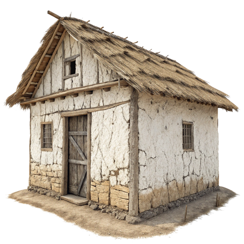 OLD Mud home real house isolated on transparent background png