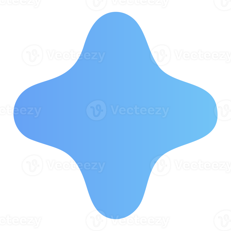 Abstract blue blob shape with soft gradient isolated on transparent background png