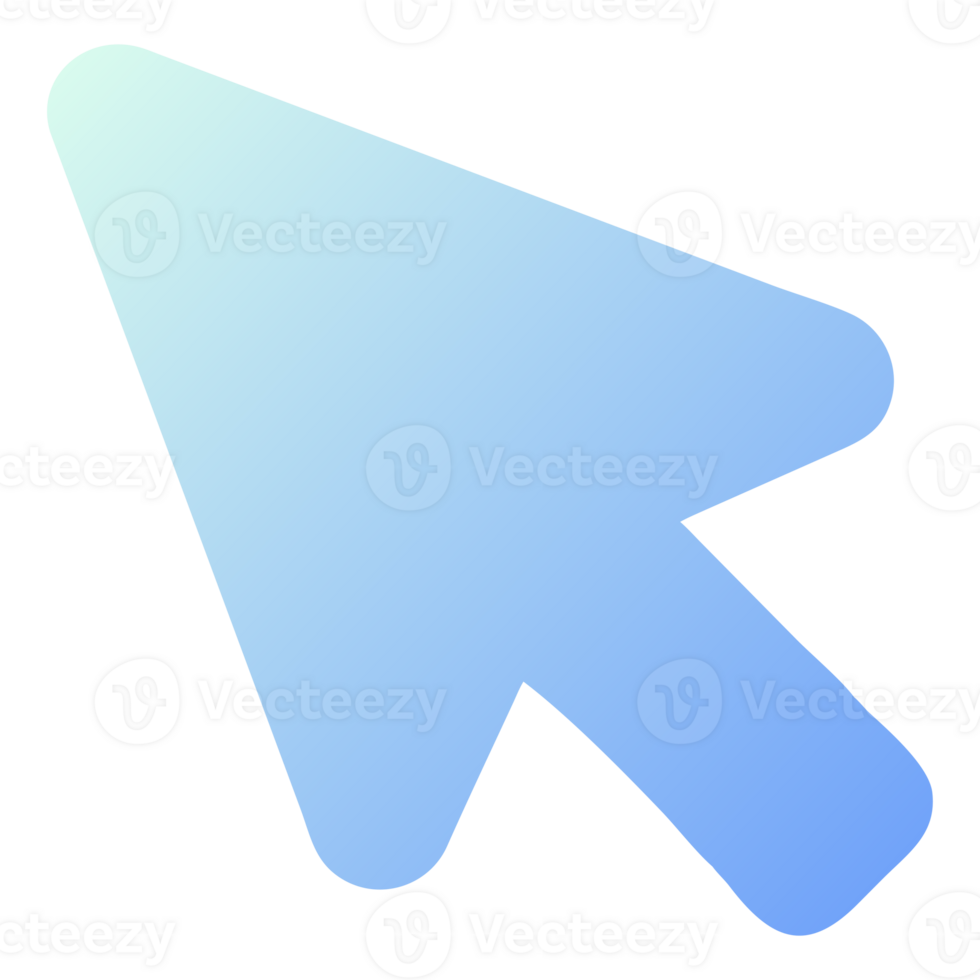 Modern blue gradient computer mouse cursor pointer isolated on transparent background png