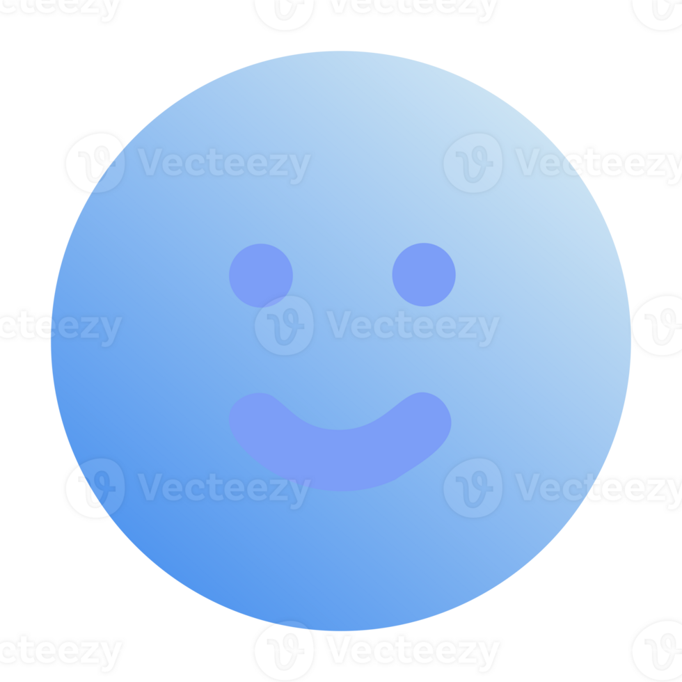 Simple blue smiling face emoji with gradient isolated on transparent background png