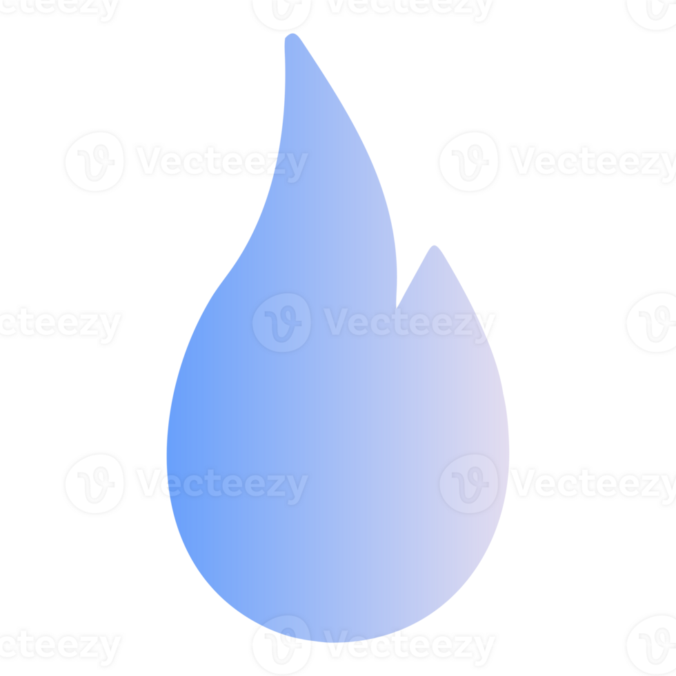 Stylized blue flame icon with a smooth gradient isolated on transparent background png
