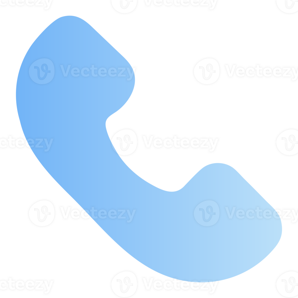 Simple blue gradient telephone receiver icon isolated on transparent background png