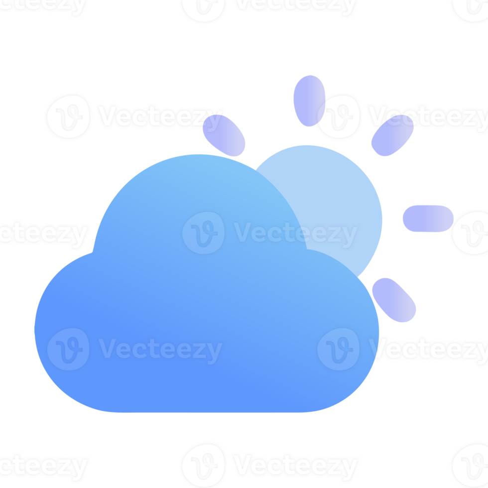 Stylized blue cloud and sun icon with gradient effect isolated on transparent background png