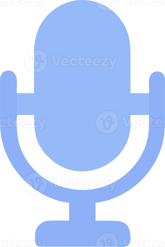 Simple blue microphone icon isolated on transparent background png