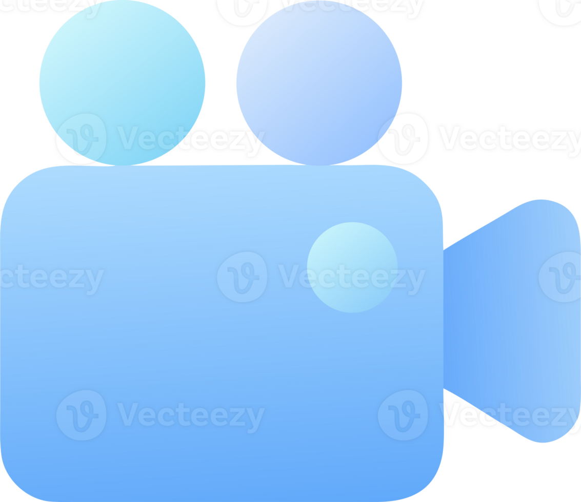 Stylized blue gradient camera icon isolated on transparent background png