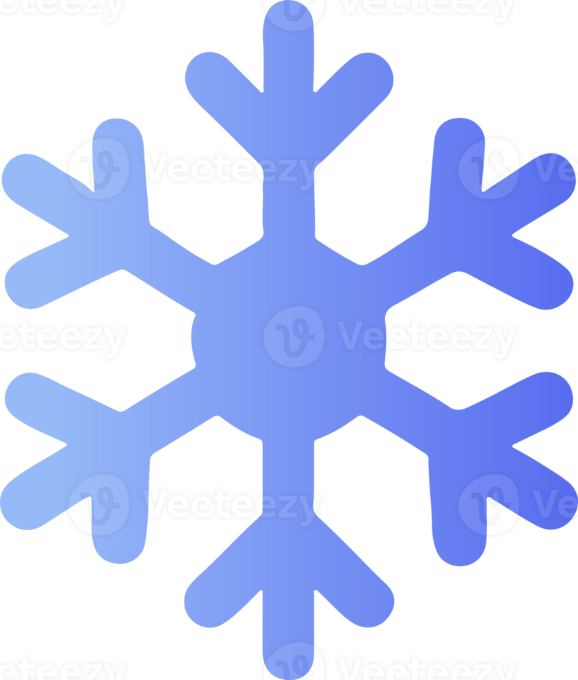 Stylized blue snowflake with rounded arms isolated on transparent background png