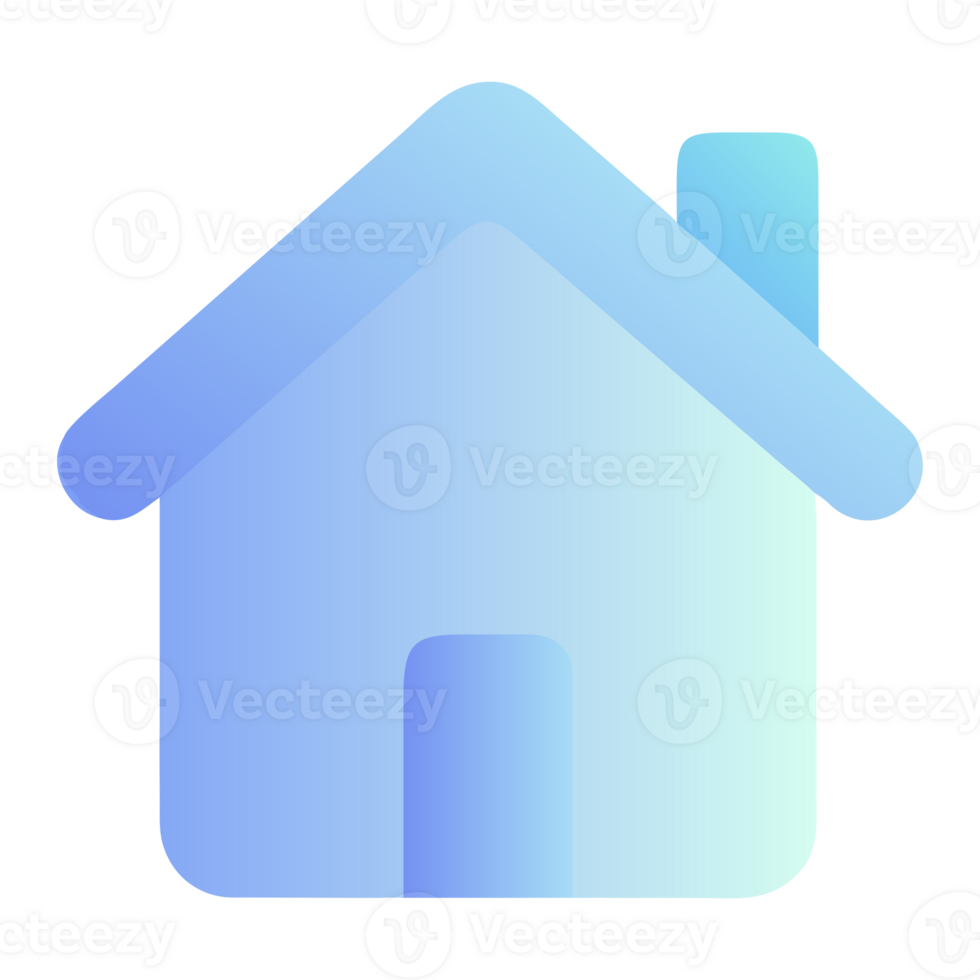 Simple modern house icon with blue gradient isolated on transparent background png