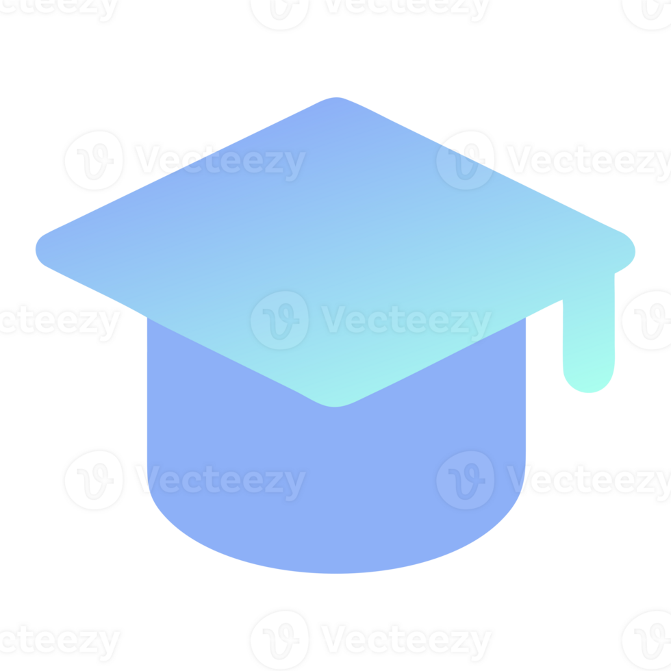 Graduation cap icon with blue and purple gradient isolated on transparent background png