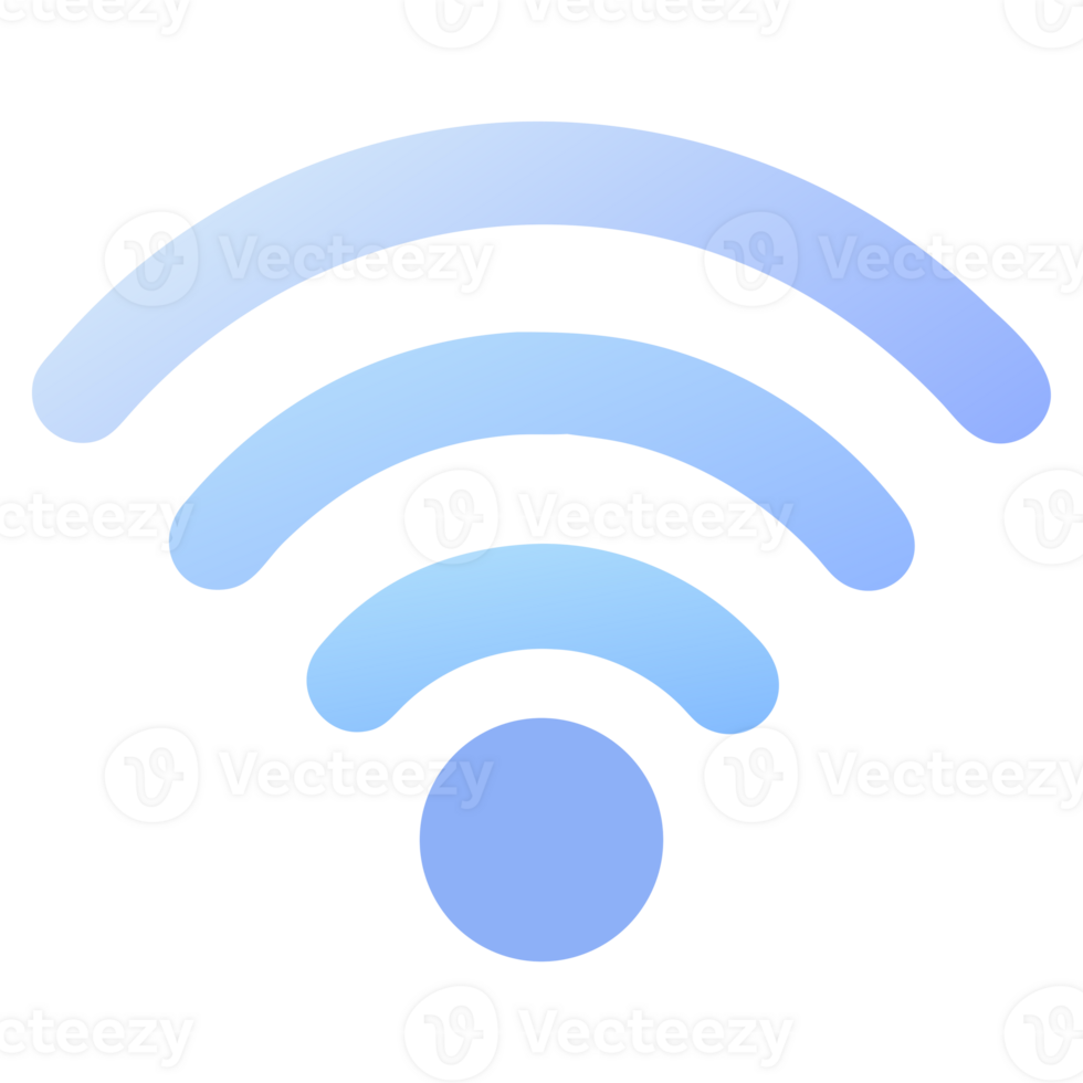Modern wifi signal icon with blue gradient isolated on transparent background png