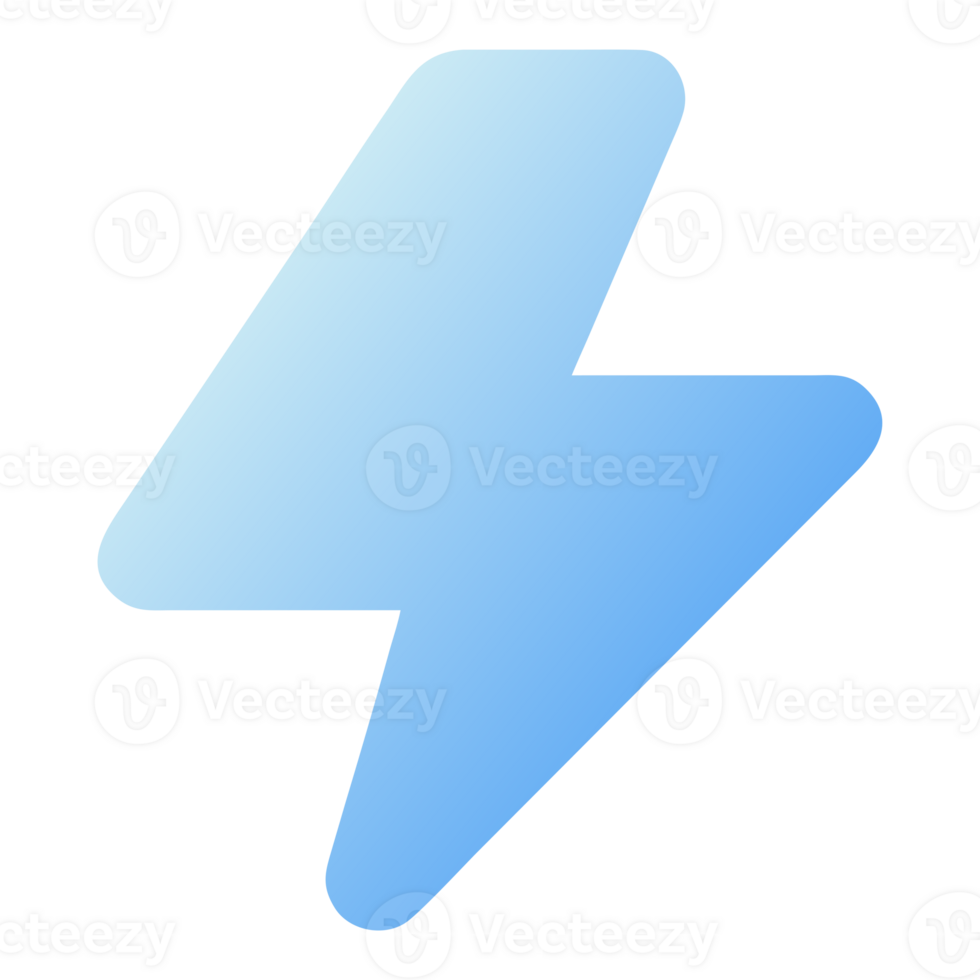 Blue lightning bolt symbol with rounded corners isolated on transparent background png