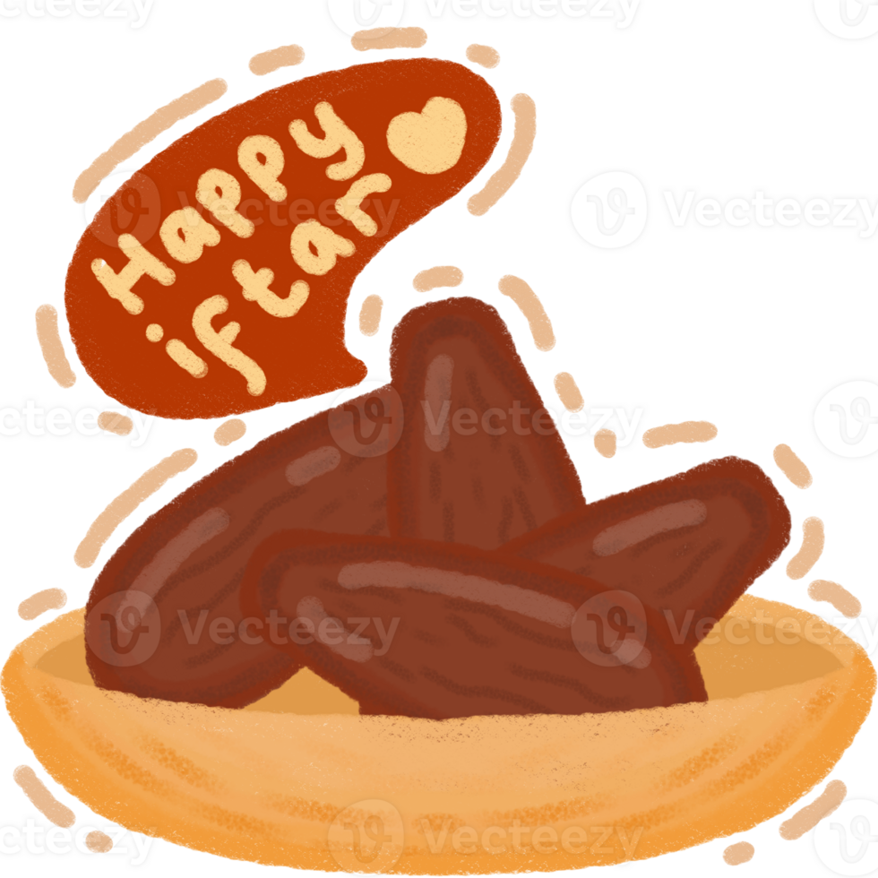 Happy Iftar Illustration with Dates Ramadan Food Art png