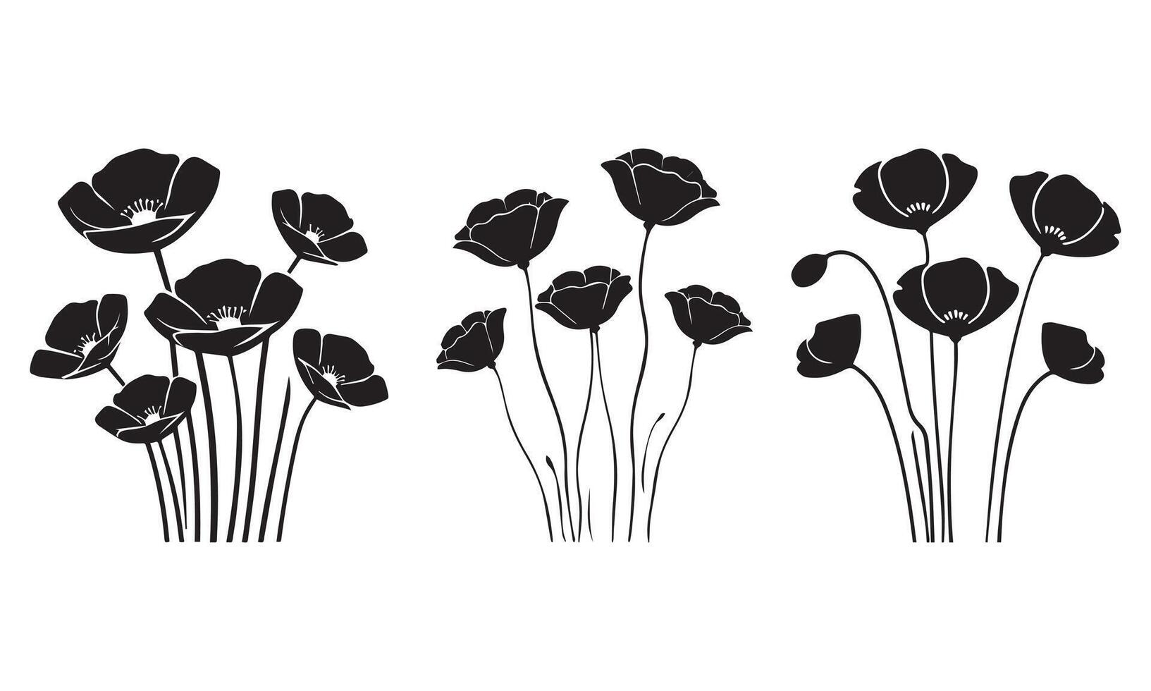 Beautiful Poppy Field Silhouette Design for Nature Lovers vector