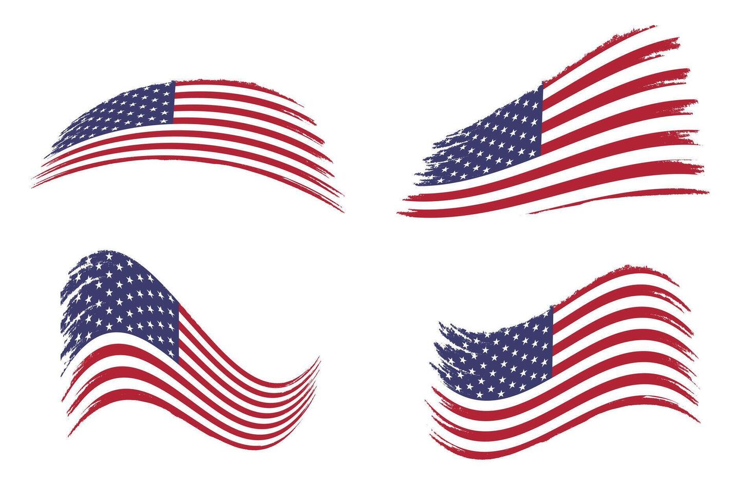 American flag waving with wind brush texture red white stripes and blue star banner patriotic emblem cloth background for 4th july independence day and national celebration vector