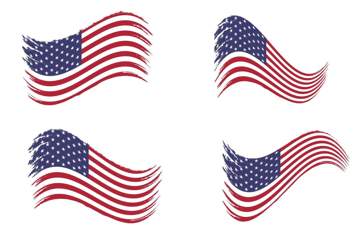 American flag waving with wind and brush texture red white stripes and blue star banner patriotic emblem cloth background 4th july independence day and national celebration vector
