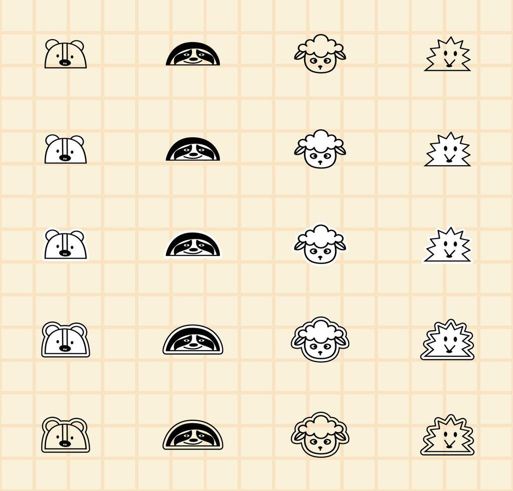 Collection of cute animal icons vector