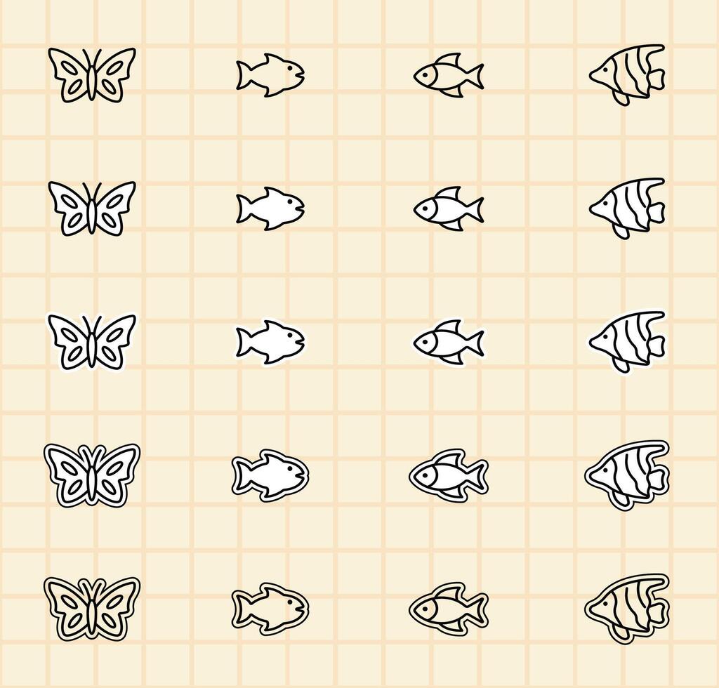 Pattern of butterflies and fish vector