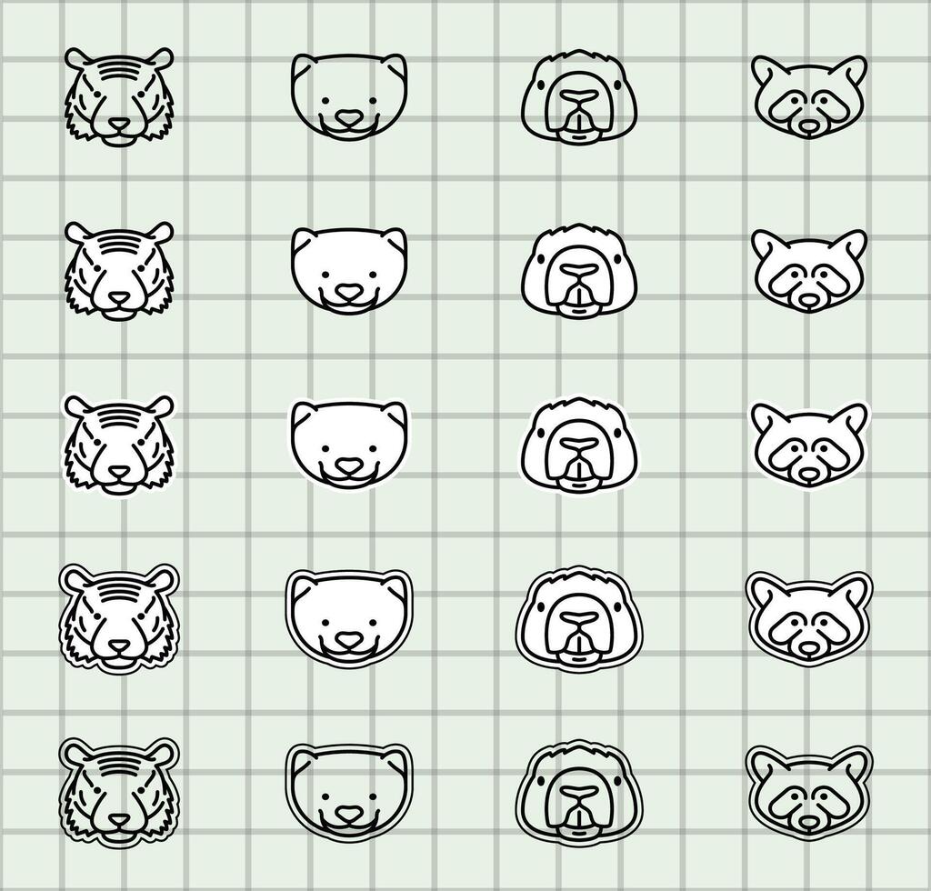 Illustration of cute animal faces vector