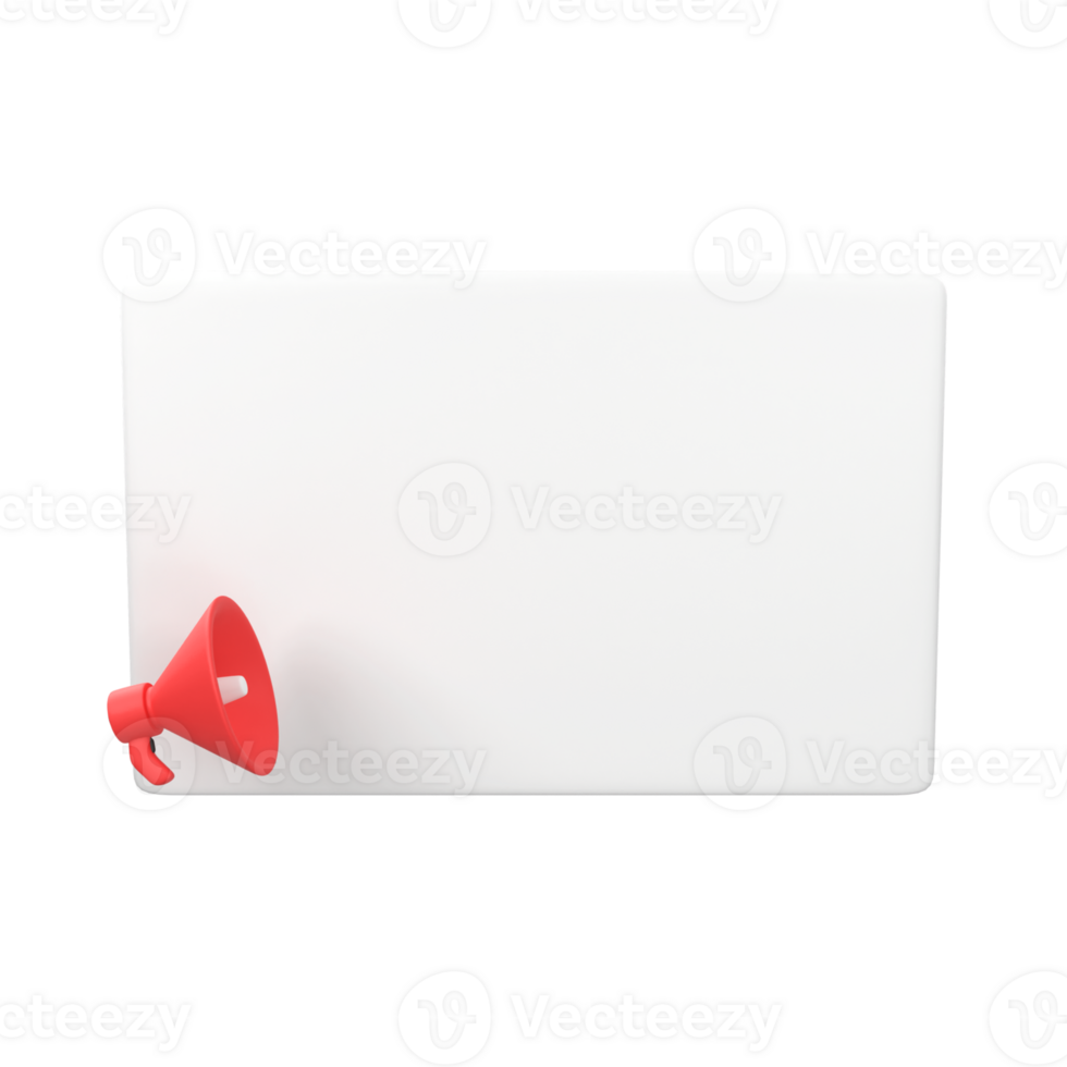Megaphone with empty sign isolated 3d render icon illustration png