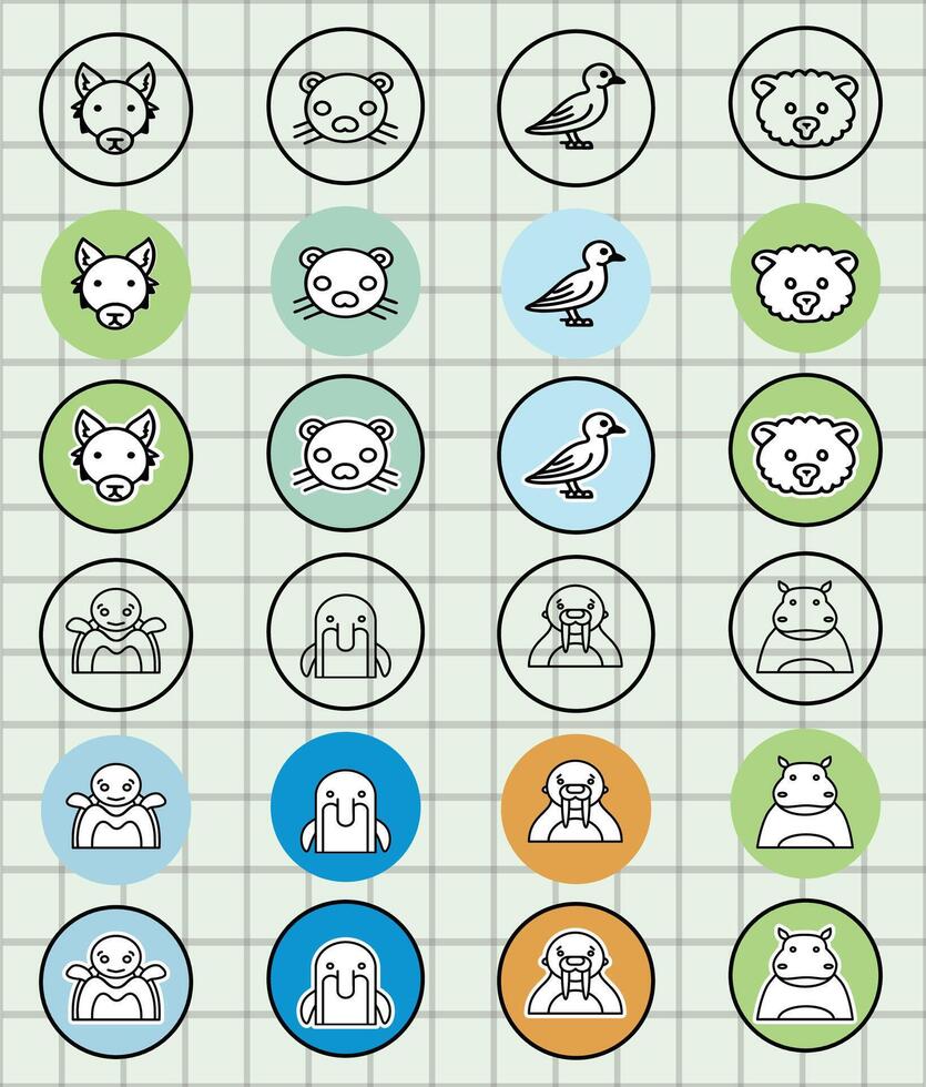Array of cute animal icons vector
