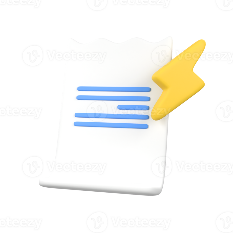 Payment Energy bill invoice paper isolated 3d render icon illustration png