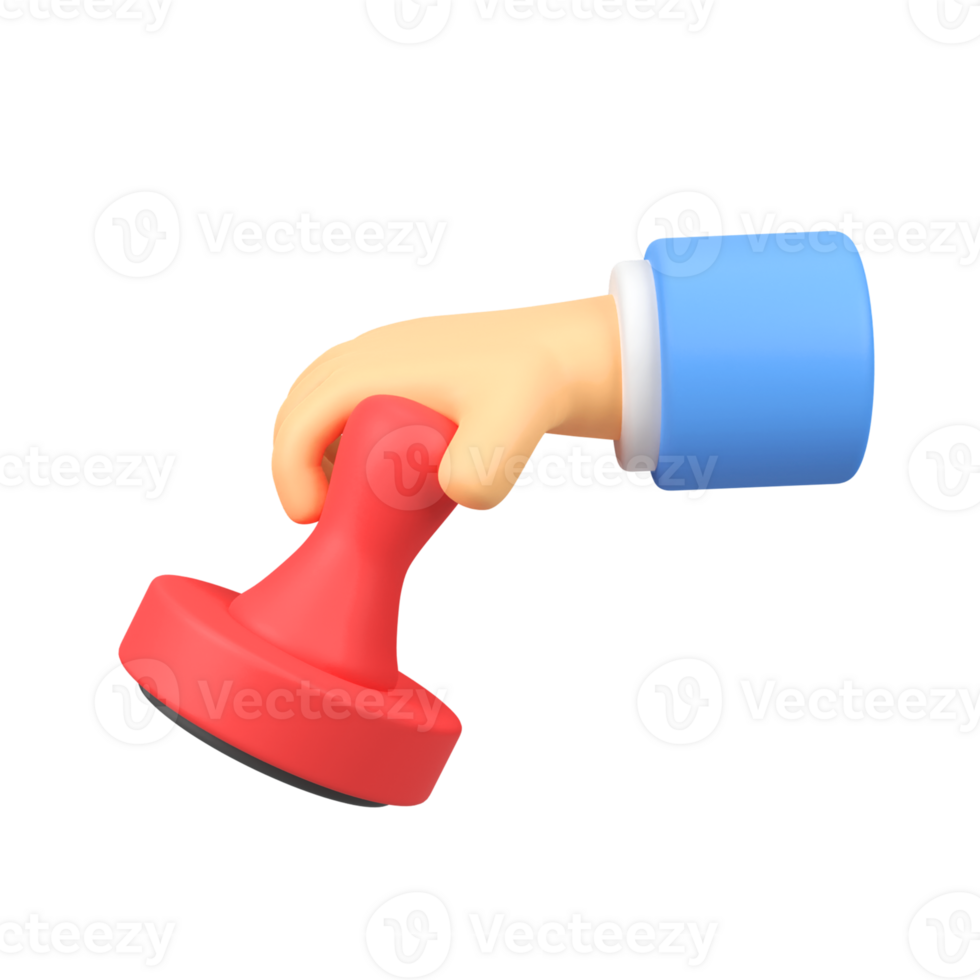 Hand holding office stamp isolated 3d render icon illustration png