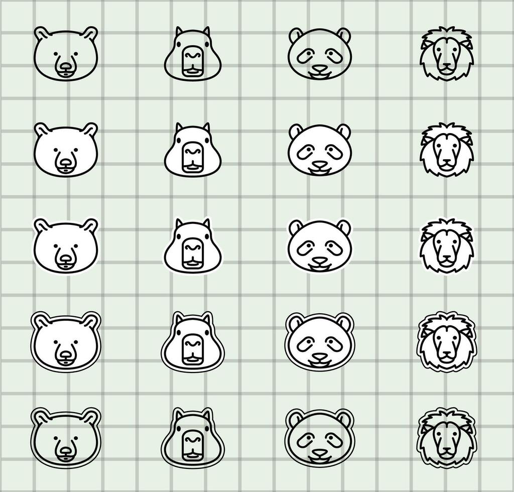 Minimalist animal icons design vector