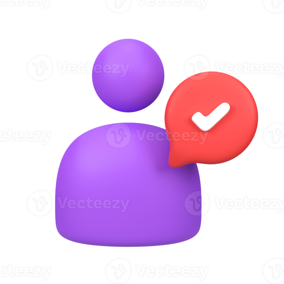 User Profile with Checkmark isolated 3d render icon illustration png