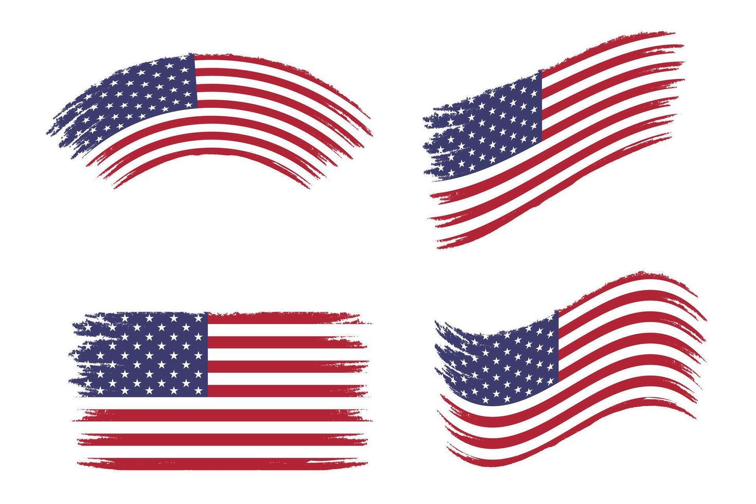 American flag waving with wind brush style texture red white stripes and blue star banner patriotic emblem cloth background for 4th july independence day and national celebration vector