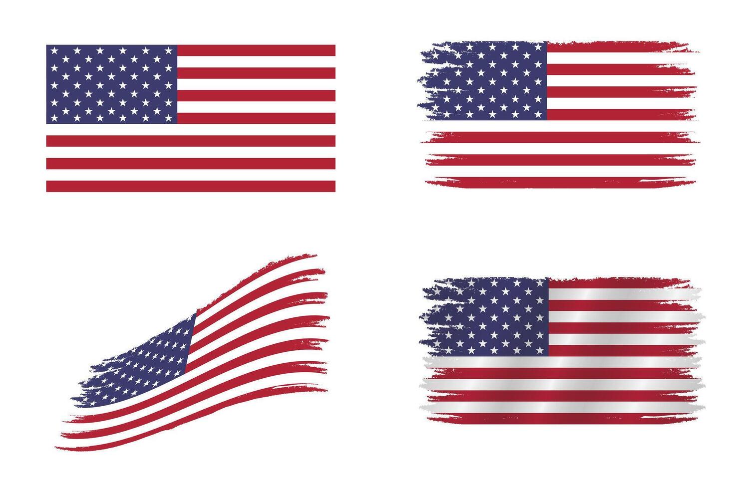 American flag waving with wind and brush texture red white stripes blue star banner patriotic emblem cloth background for 4th july independence day and national celebration vector