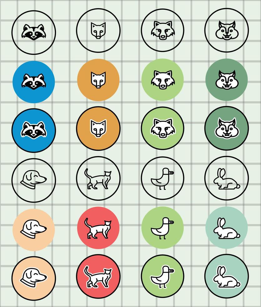 Colorful animal icons for kids vector