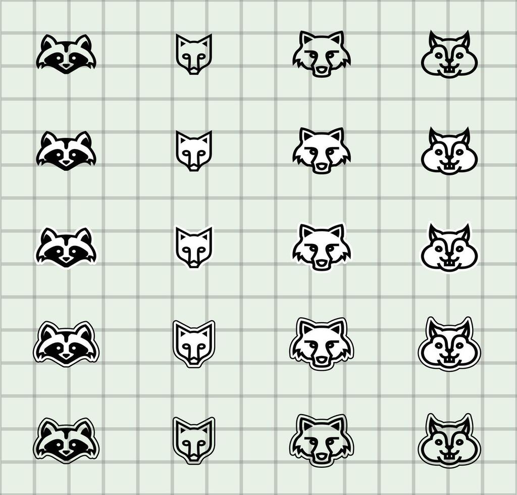 illustrated animal heads vector