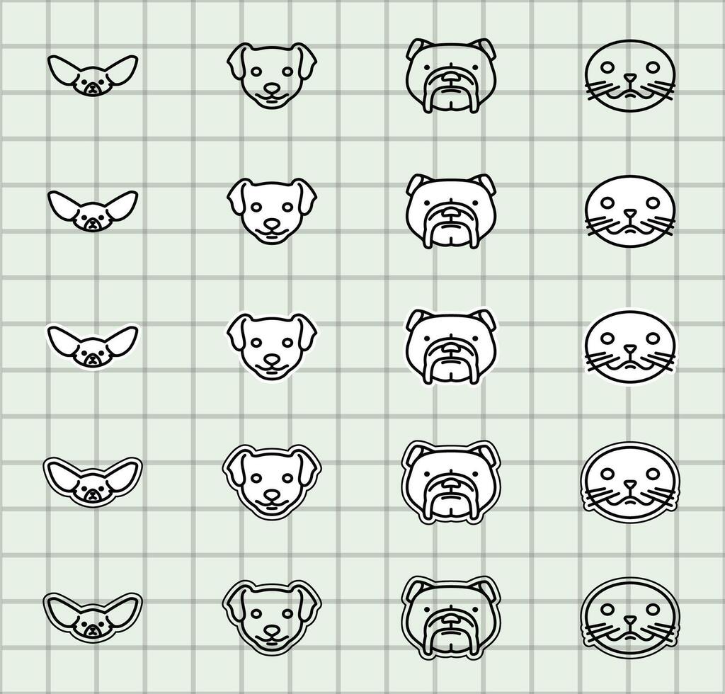 A grid of cute animal icons vector