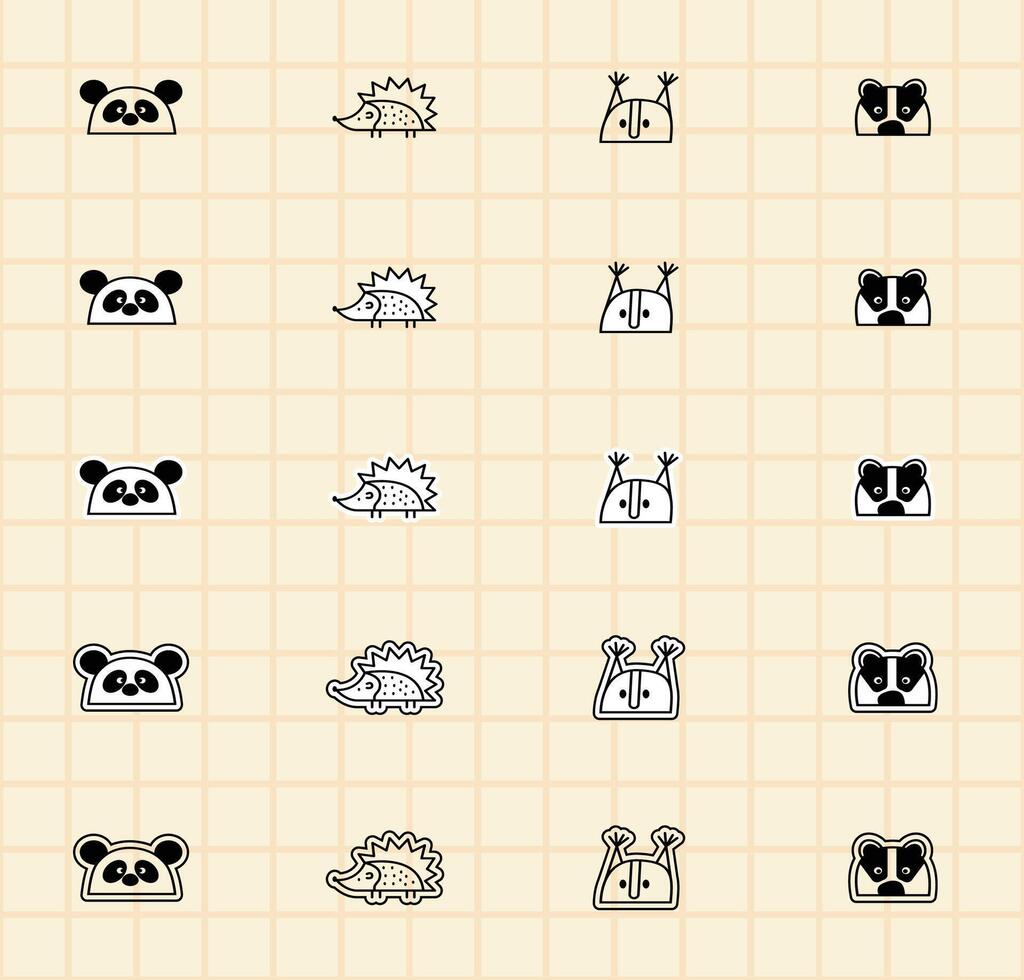 Cute animal icons pattern design vector