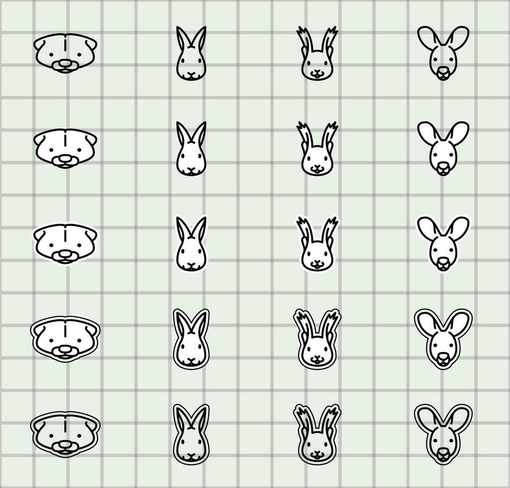 Cute animal faces illustration for design vector