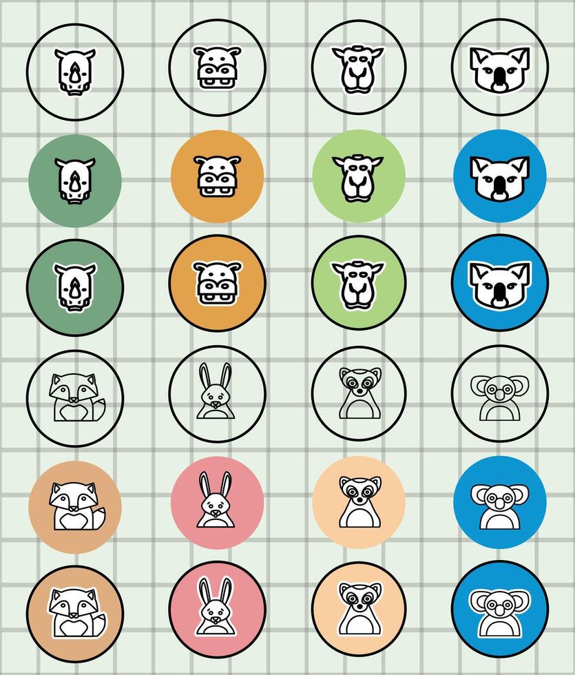 Colorful animal icons for educational use vector