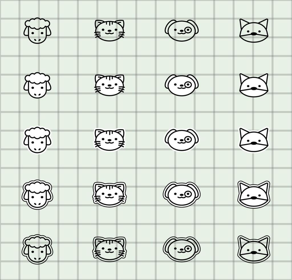 Simple line art of animal faces vector