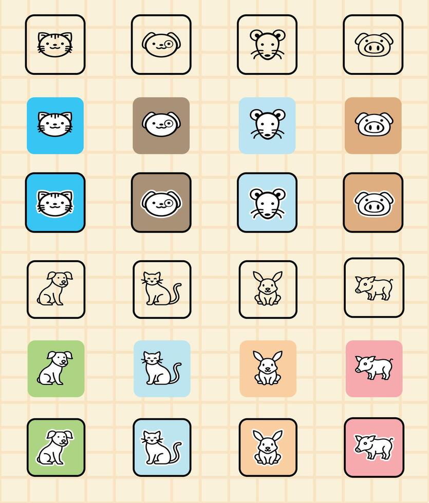 Modern Flat Animal Icons vector