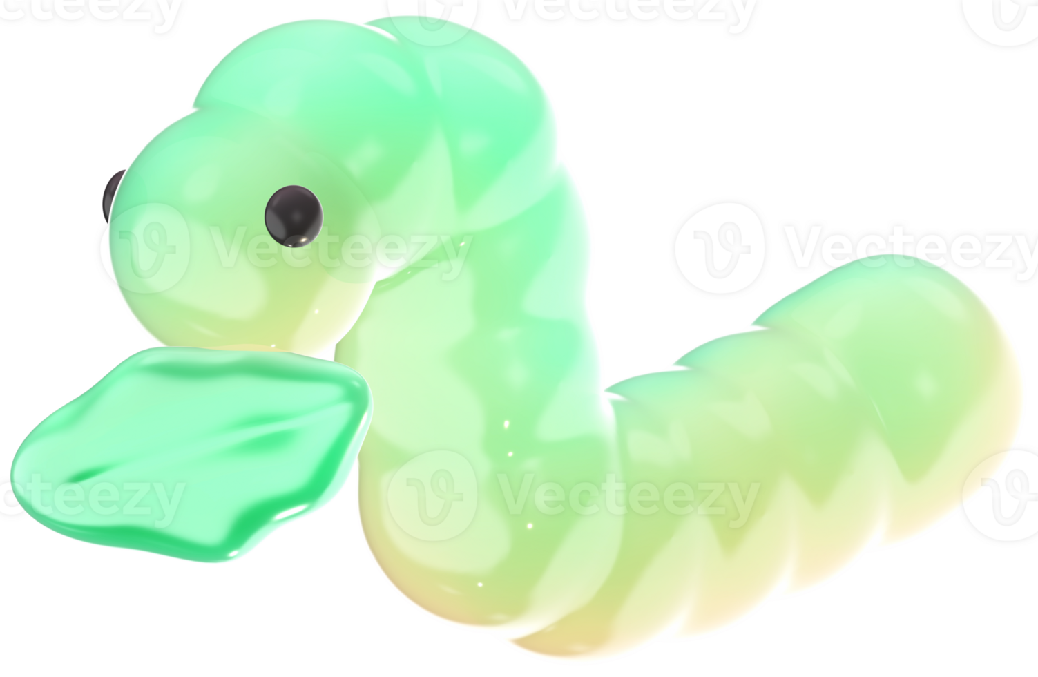 Worm cute and colorful 3D illustration png