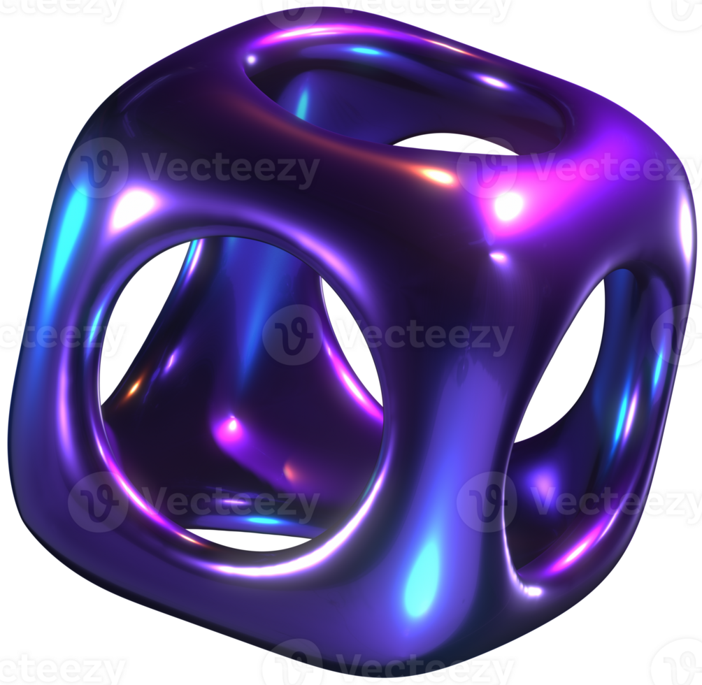 Square hole cyberpunk abstract 3D illustration png