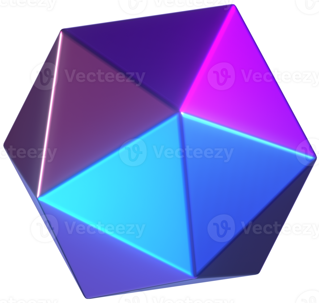 Polygon cyberpunk abstract 3D illustration png