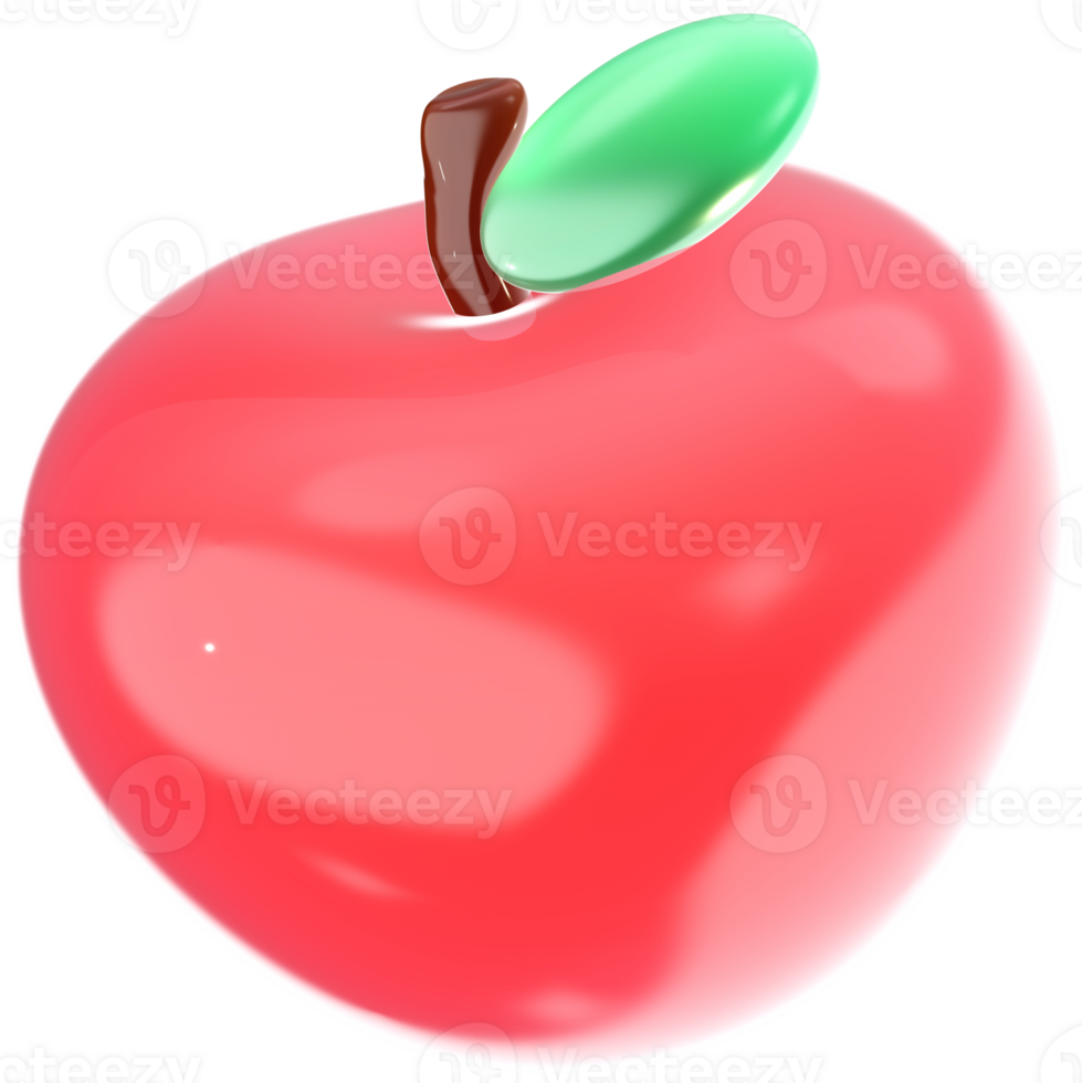 Apple cute and colorful 3D illustration png
