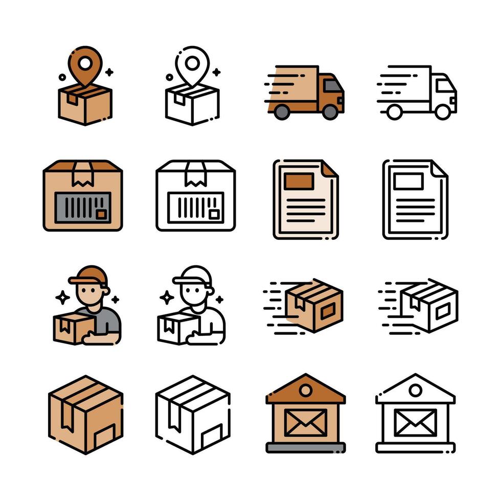 package delivery icon set graphic illustration vector