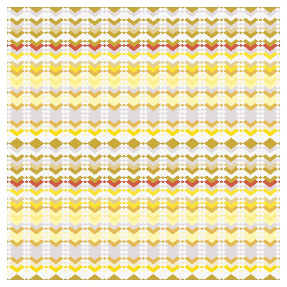 A repeating geometric pattern of arrows and diamonds in yellow, gold, and red hues against a white background, creating a layered effect. vector
