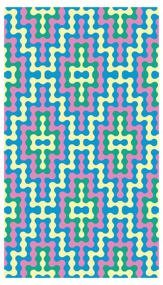 Abstract seamless pattern of rounded shapes in pink, blue, yellow, and green. vector